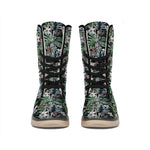 Vintage Tropical Floral Print Winter Boots