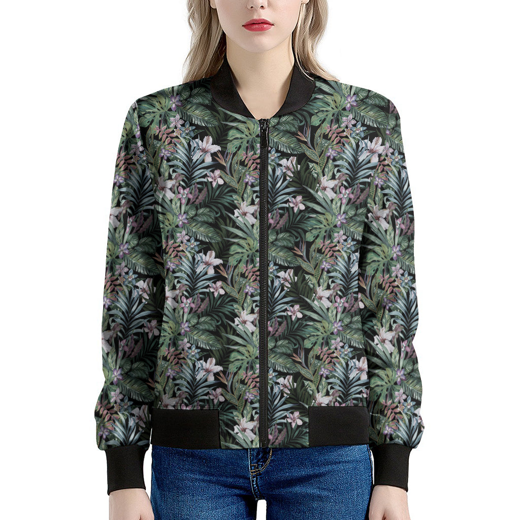 Vintage Tropical Floral Print Women's Bomber Jacket