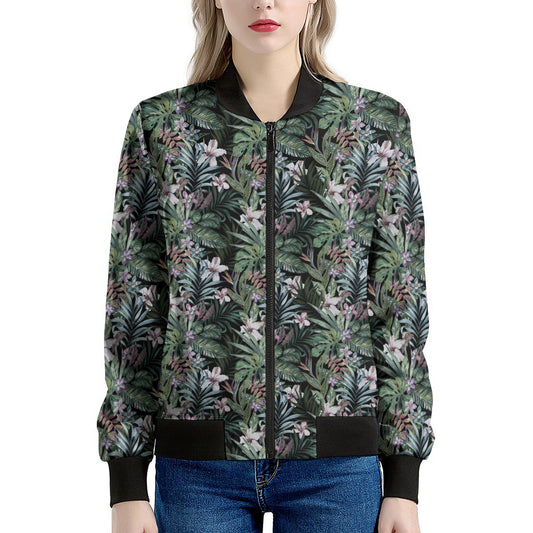 Vintage Tropical Floral Print Women's Bomber Jacket