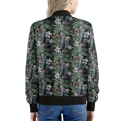 Vintage Tropical Floral Print Women's Bomber Jacket