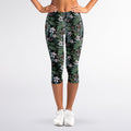 Vintage Tropical Floral Print Women's Capri Leggings