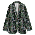 Vintage Tropical Floral Print Women's Cotton Blazer