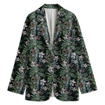 Vintage Tropical Floral Print Women's Cotton Blazer