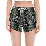 Vintage Tropical Floral Print Women's Split Running Shorts