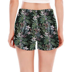 Vintage Tropical Floral Print Women's Split Running Shorts