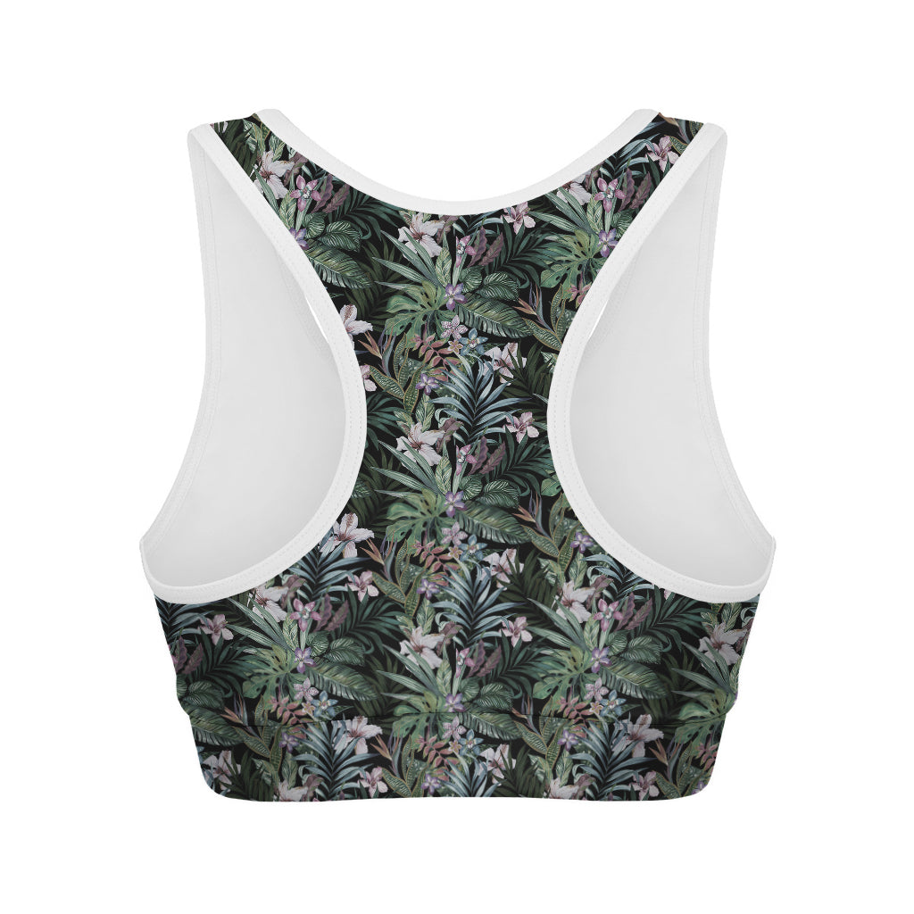 Vintage Tropical Floral Print Women's Sports Bra