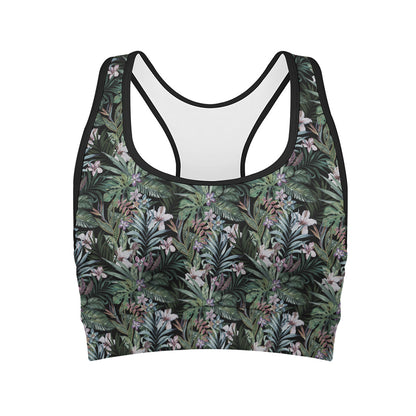 Vintage Tropical Floral Print Women's Sports Bra