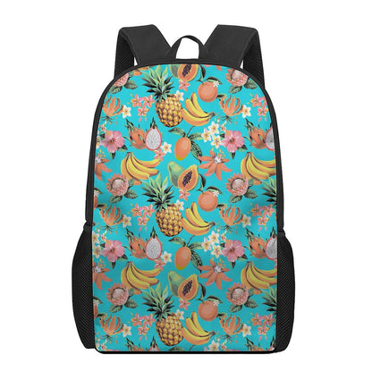 Vintage Tropical Fruits Pattern Print 17 Inch Backpack