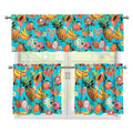 Vintage Tropical Fruits Pattern Print 3 Piece Kitchen Curtains
