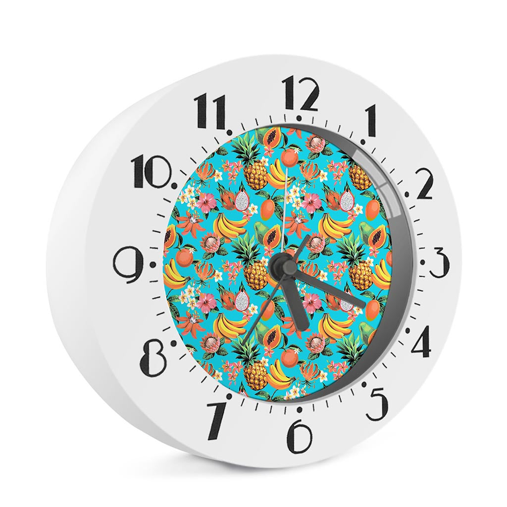 Vintage Tropical Fruits Pattern Print Alarm Clock