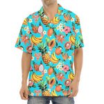 Vintage Tropical Fruits Pattern Print Aloha Shirt