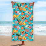 Vintage Tropical Fruits Pattern Print Beach Towel