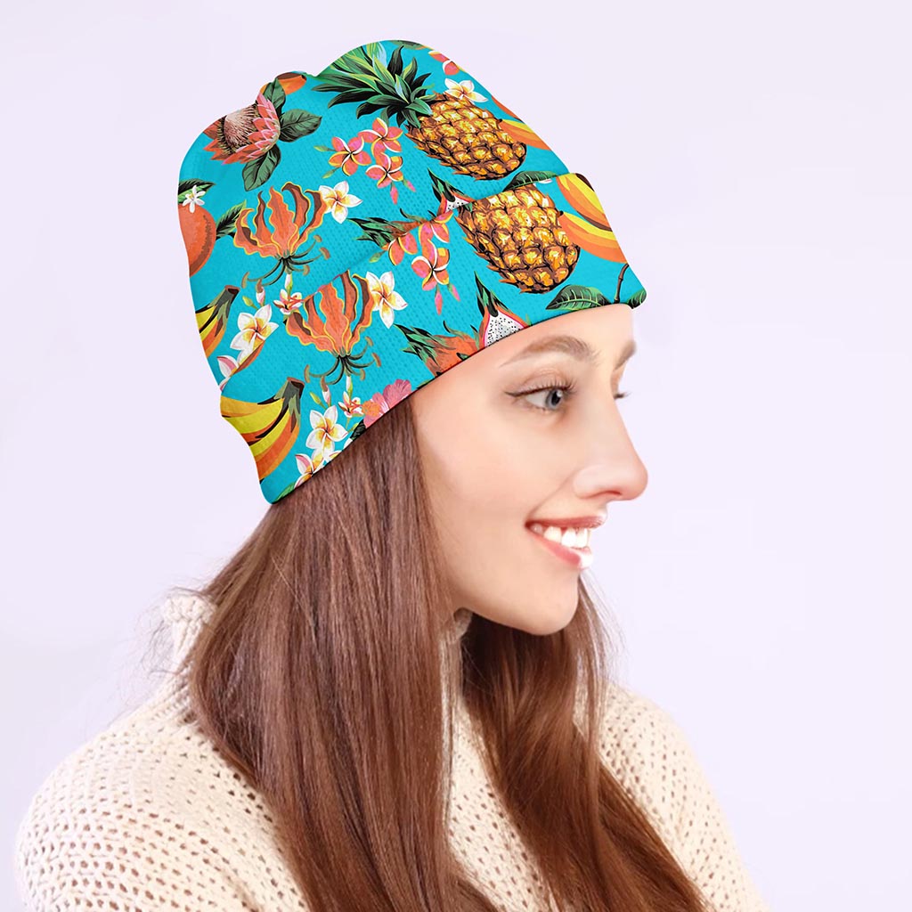 Vintage Tropical Fruits Pattern Print Beanie