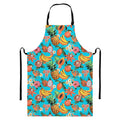 Vintage Tropical Fruits Pattern Print Bib Apron With Pocket
