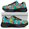 Vintage Tropical Fruits Pattern Print Black Chunky Shoes