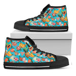 Vintage Tropical Fruits Pattern Print Black High Top Sneakers
