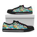 Vintage Tropical Fruits Pattern Print Black Low Top Sneakers