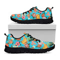 Vintage Tropical Fruits Pattern Print Black Running Shoes