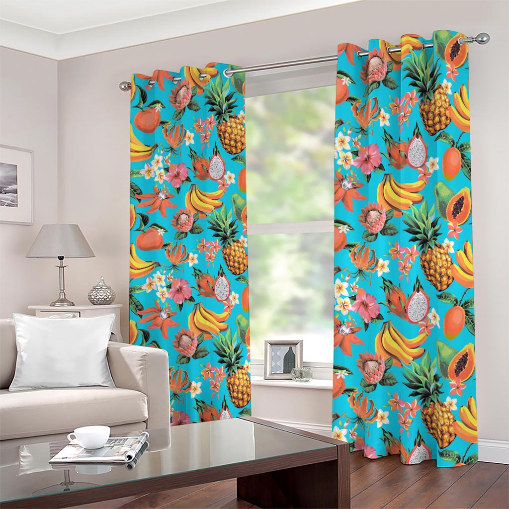Vintage Tropical Fruits Pattern Print Blackout Grommet Curtains