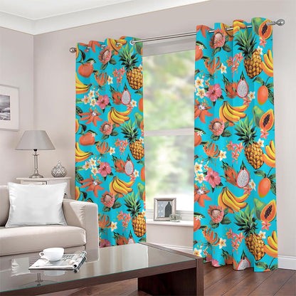 Vintage Tropical Fruits Pattern Print Blackout Grommet Curtains