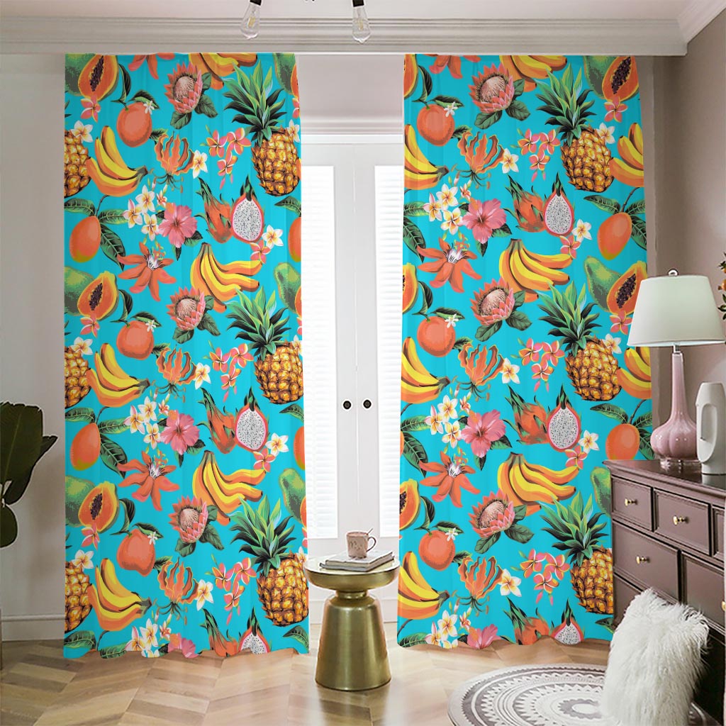 Vintage Tropical Fruits Pattern Print Blackout Pencil Pleat Curtains