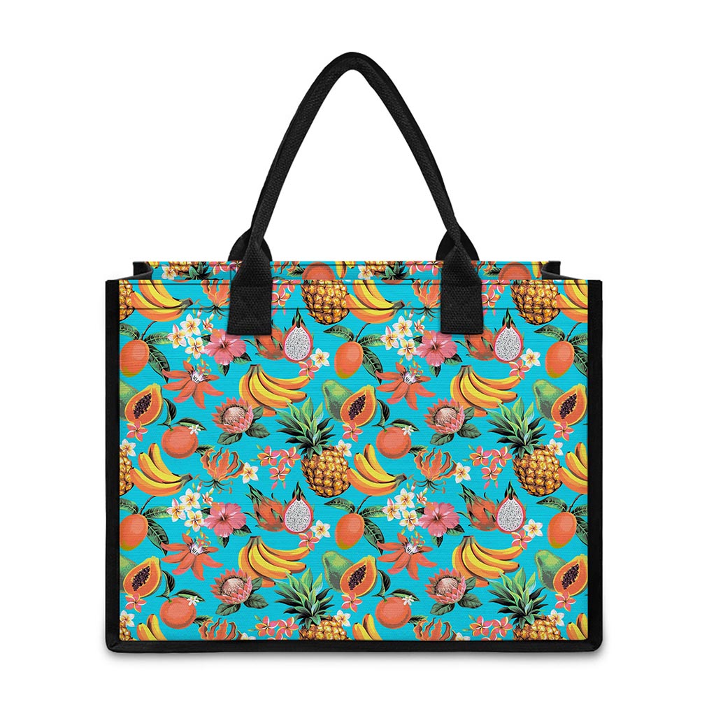 Vintage Tropical Fruits Pattern Print Canvas Tote Bag