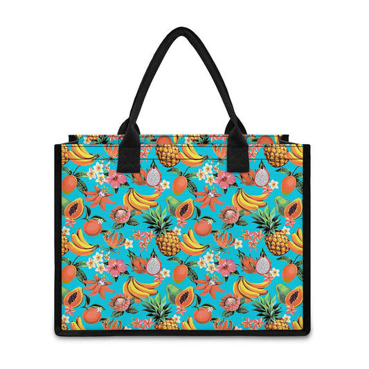 Vintage Tropical Fruits Pattern Print Canvas Tote Bag