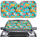 Vintage Tropical Fruits Pattern Print Car Windshield Sun Shade