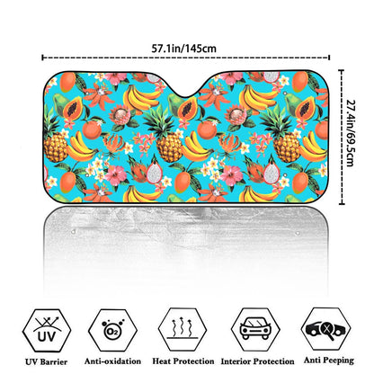 Vintage Tropical Fruits Pattern Print Car Windshield Sun Shade