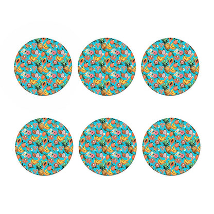 Vintage Tropical Fruits Pattern Print Coaster Set