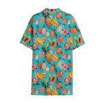 Vintage Tropical Fruits Pattern Print Cotton Hawaiian Shirt