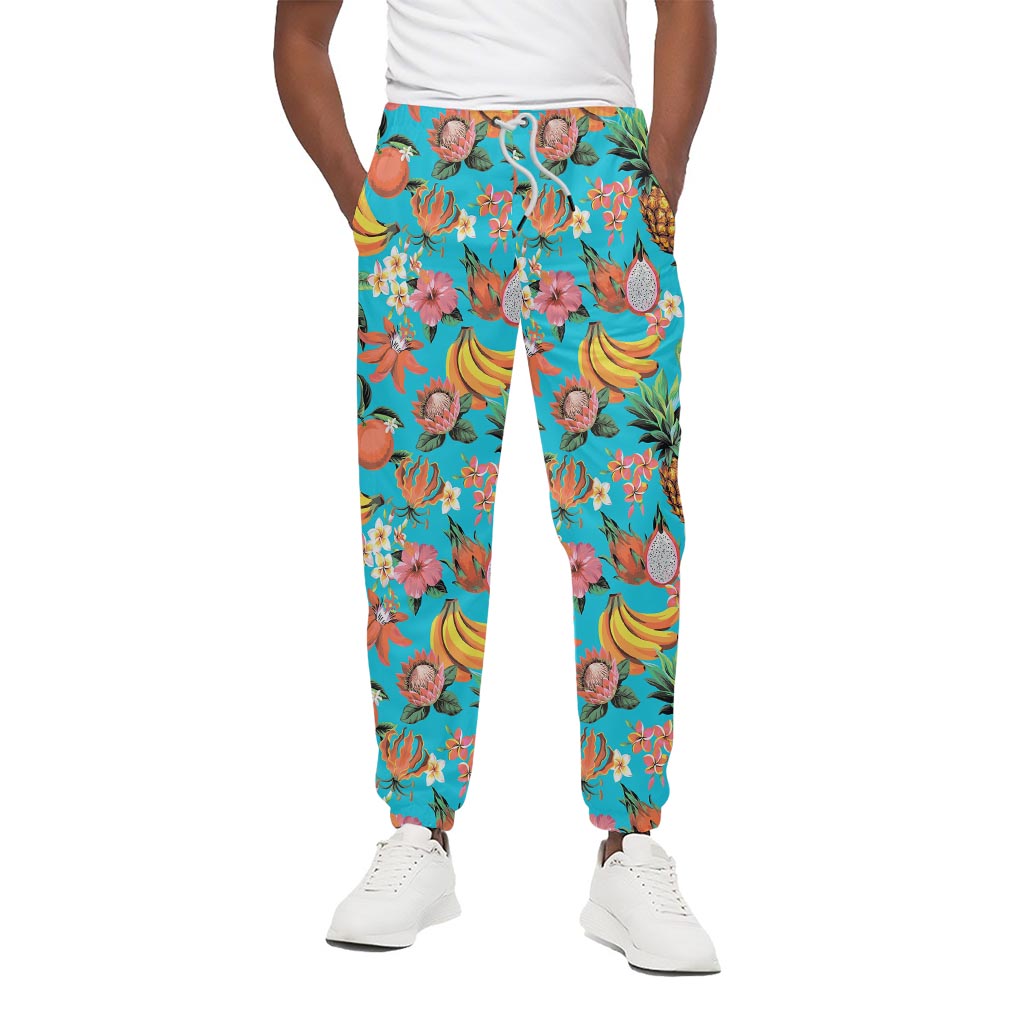 Vintage Tropical Fruits Pattern Print Cotton Pants