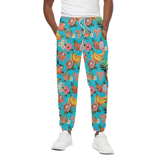 Vintage Tropical Fruits Pattern Print Cotton Pants