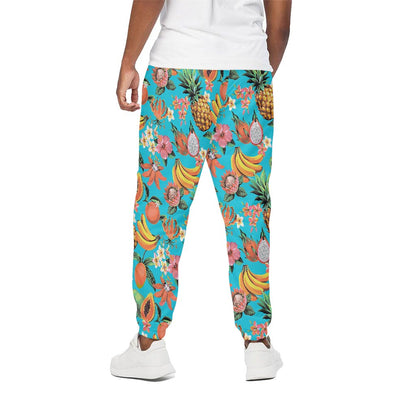 Vintage Tropical Fruits Pattern Print Cotton Pants