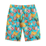 Vintage Tropical Fruits Pattern Print Cotton Shorts