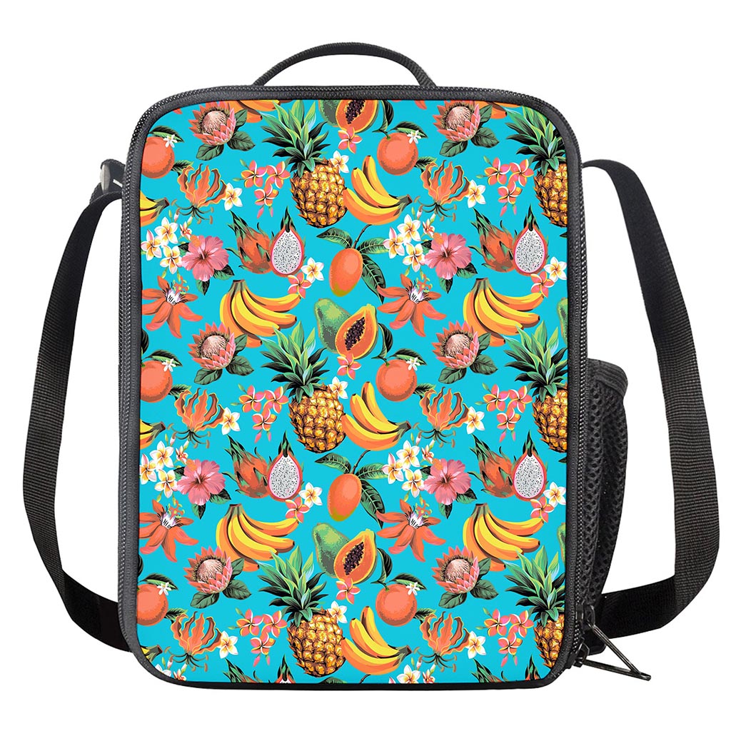 Vintage Tropical Fruits Pattern Print Crossbody Lunch Bag