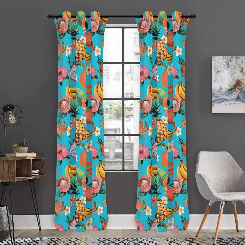 Vintage Tropical Fruits Pattern Print Curtain