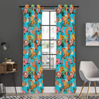 Vintage Tropical Fruits Pattern Print Curtain