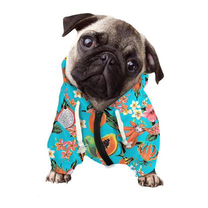Vintage Tropical Fruits Pattern Print Dog Zip Up Hoodie