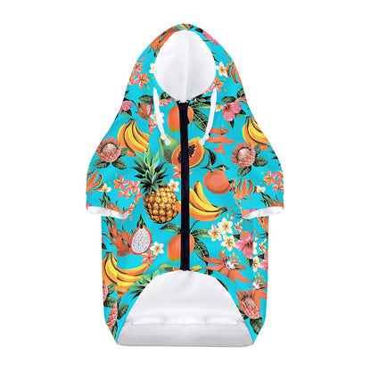 Vintage Tropical Fruits Pattern Print Dog Zip Up Hoodie