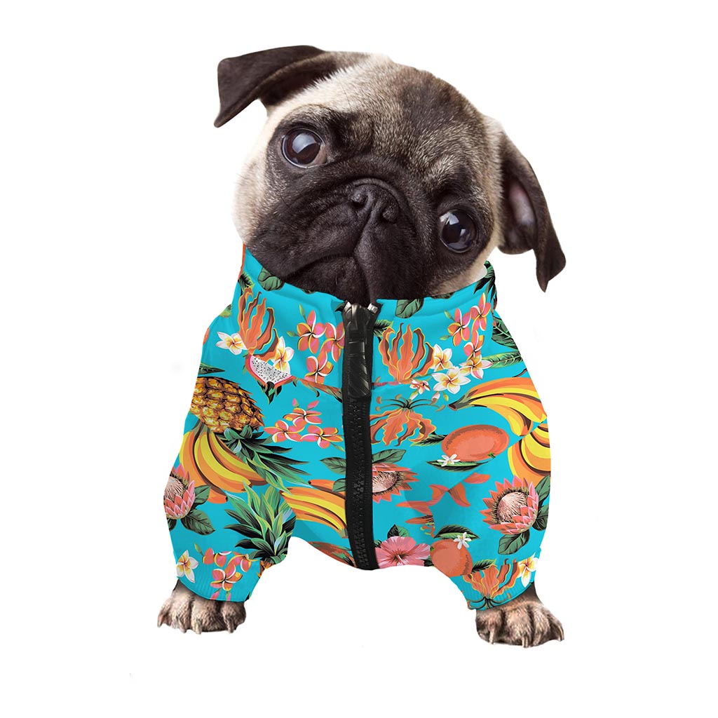 Vintage Tropical Fruits Pattern Print Dog Zip Up Jacket