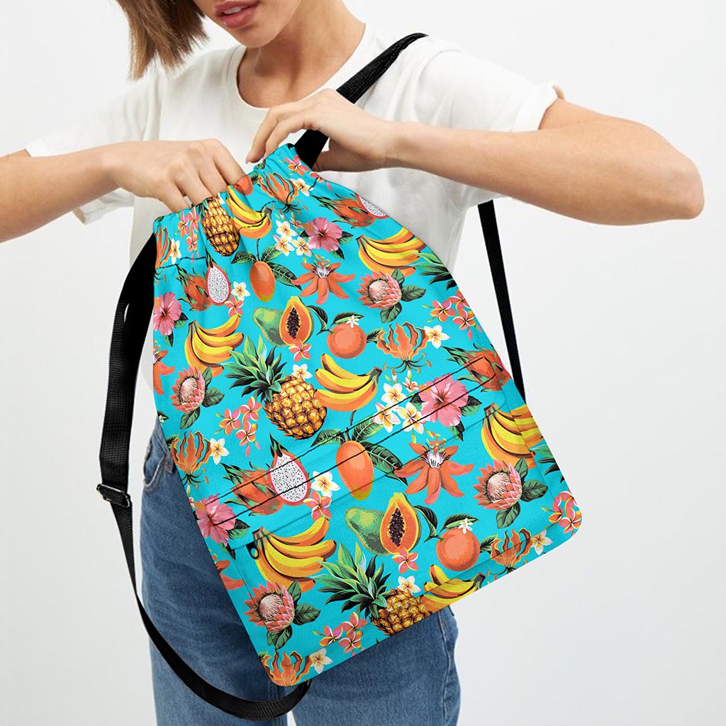 Vintage Tropical Fruits Pattern Print Drawstring Backpack