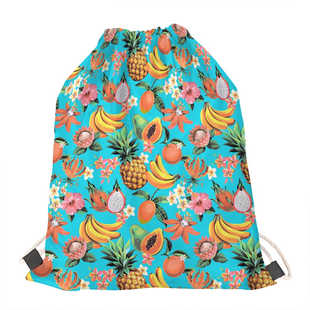 Vintage Tropical Fruits Pattern Print Drawstring Bag