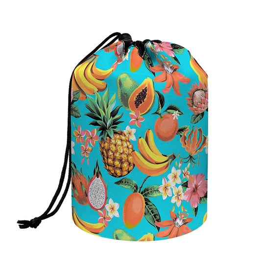 Vintage Tropical Fruits Pattern Print Drawstring Makeup Bag