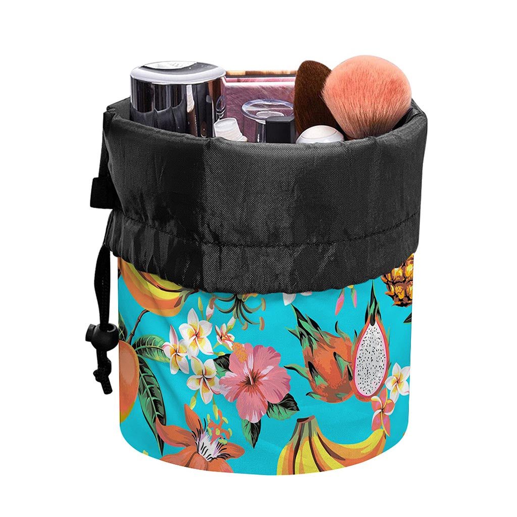 Vintage Tropical Fruits Pattern Print Drawstring Makeup Bag