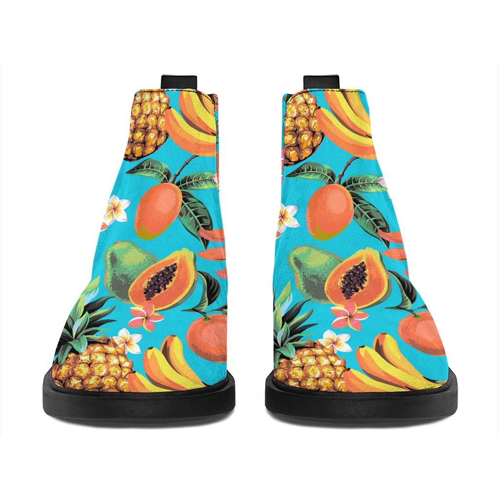 Vintage Tropical Fruits Pattern Print Flat Ankle Boots