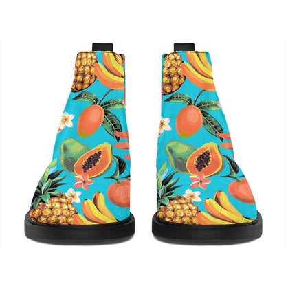 Vintage Tropical Fruits Pattern Print Flat Ankle Boots