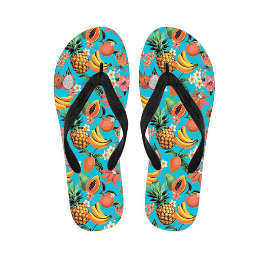 Vintage Tropical Fruits Pattern Print Flip Flops