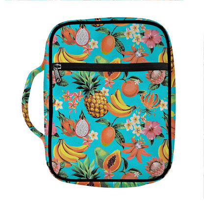 Vintage Tropical Fruits Pattern Print Front Pocket Bible Bag
