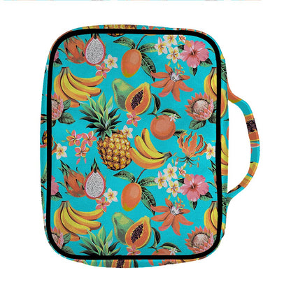 Vintage Tropical Fruits Pattern Print Front Pocket Bible Bag